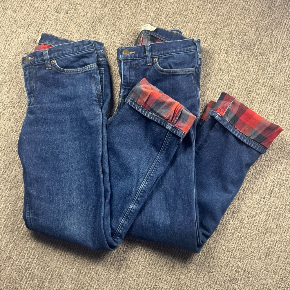 Carhartt Flannel Lined Original Fit Straight Leg Jeans Womens 6 Tall Lot of 2